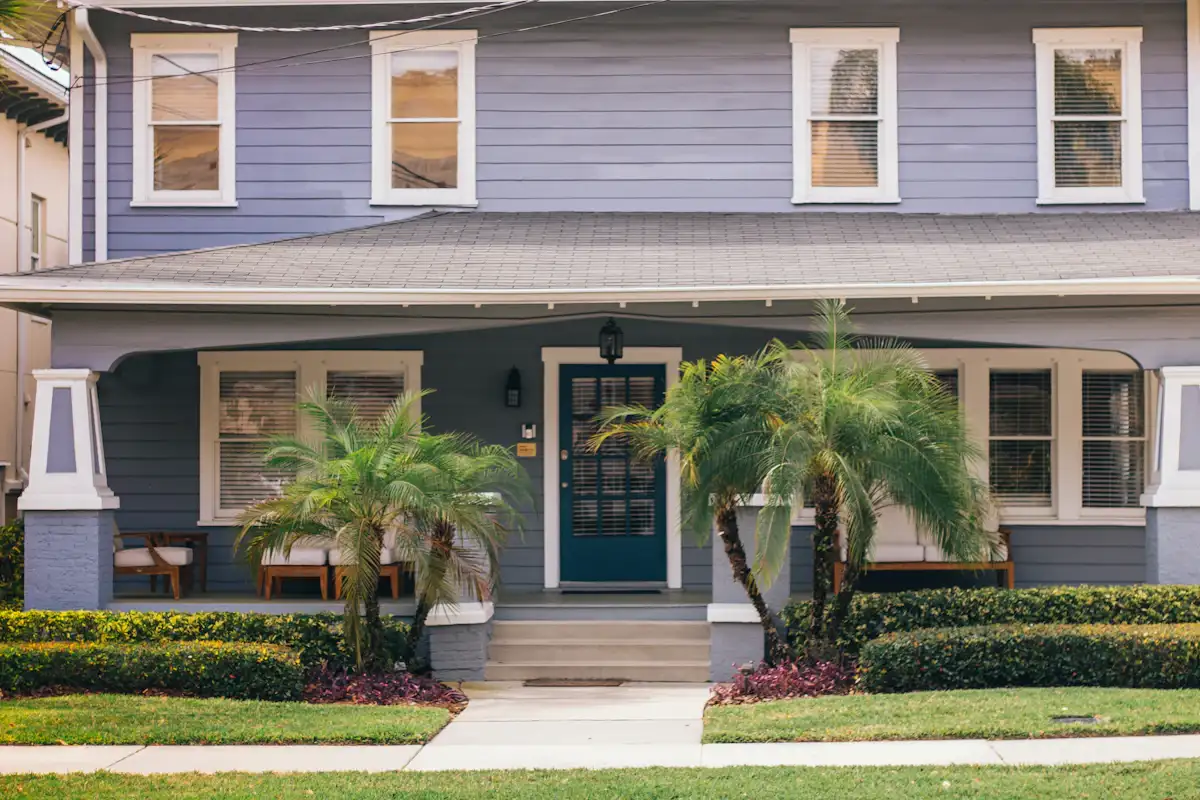 Home with palm trees